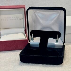 Helzberg Aquamarine & Diamond Earrings NEW Never worn